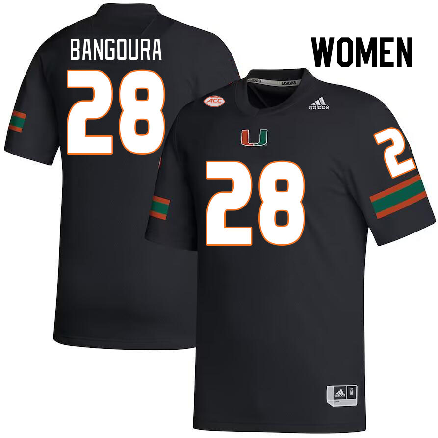 Women #28 Souleymane Bangoura Miami Hurricanes College Football Jerseys Stitched-Black